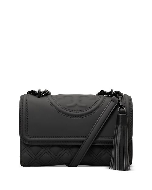 

Маленькая стеганая кожаная трансформируемая сумка через плечо Fleming Tory Burch, цвет Black