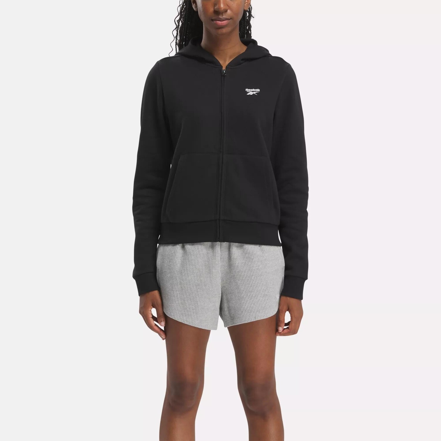 

Флисовая толстовка с молнией во всю длину Reebok Identity Small Logo, черный