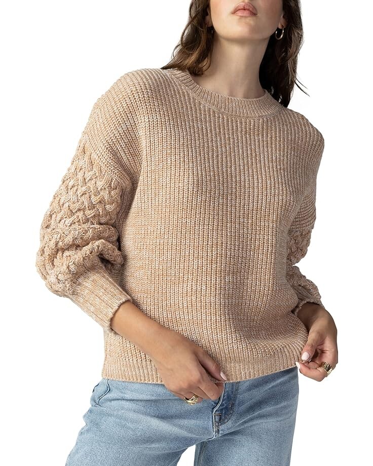 

Свитер Sanctuary Cable Sleeve Sweater, цвет Toasted Oats