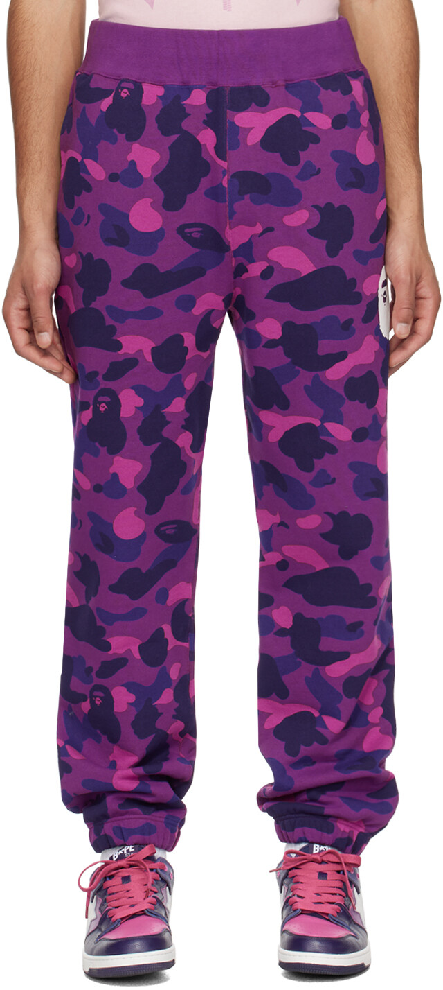 

BAPE Фиолетовые брюки с камуфляжным принтом, Фиолетовый