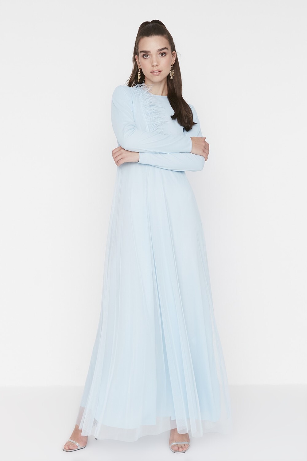 

Вечернее Платье - Синий - Макси Trendyol Modest, синий, Черный