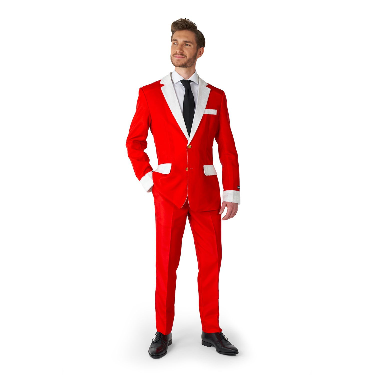 Мужской рождественский костюм Suitmeister в современном стиле Санта-Клауса из искусственного меха, красный красный роскошный бархатный нарядный костюм санта клауса рождественский костюм для косплея рождественский карнавал фотосъемка