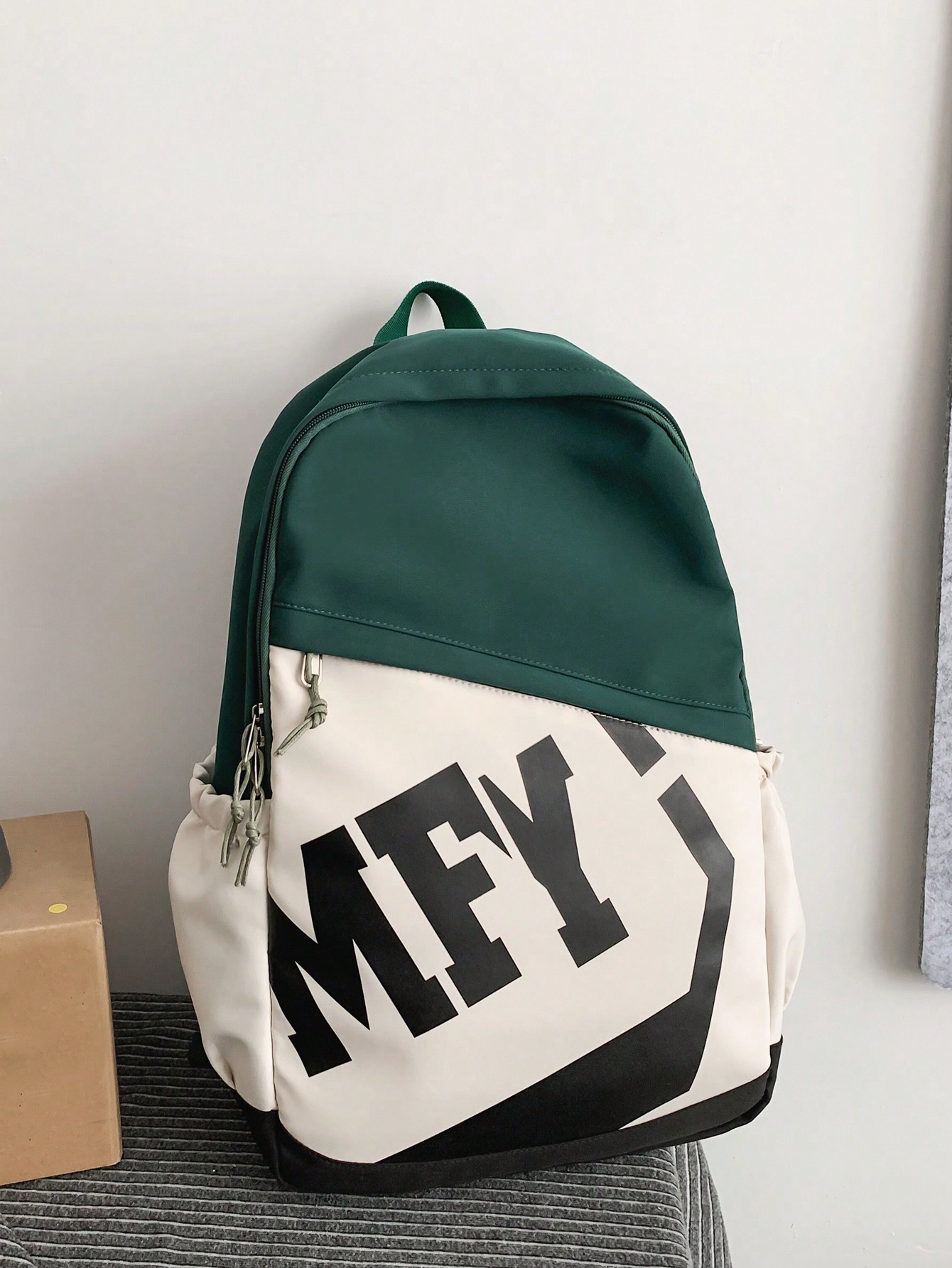 Новый модный повседневный мужской рюкзак с цветными блоками, зеленый