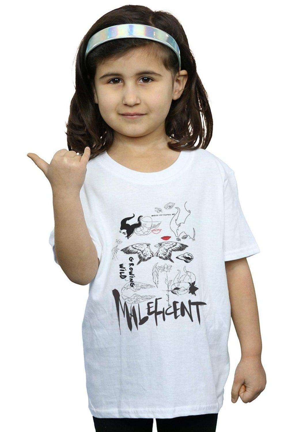 Хлопковая футболка Maleficent Mistress Of Evil Growing Wild с коллажем Disney, белый