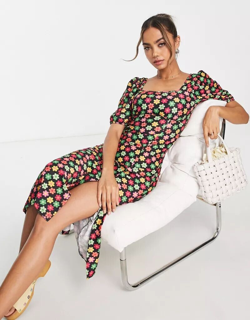 

Платье миди с пышными рукавами Miss Selfridge