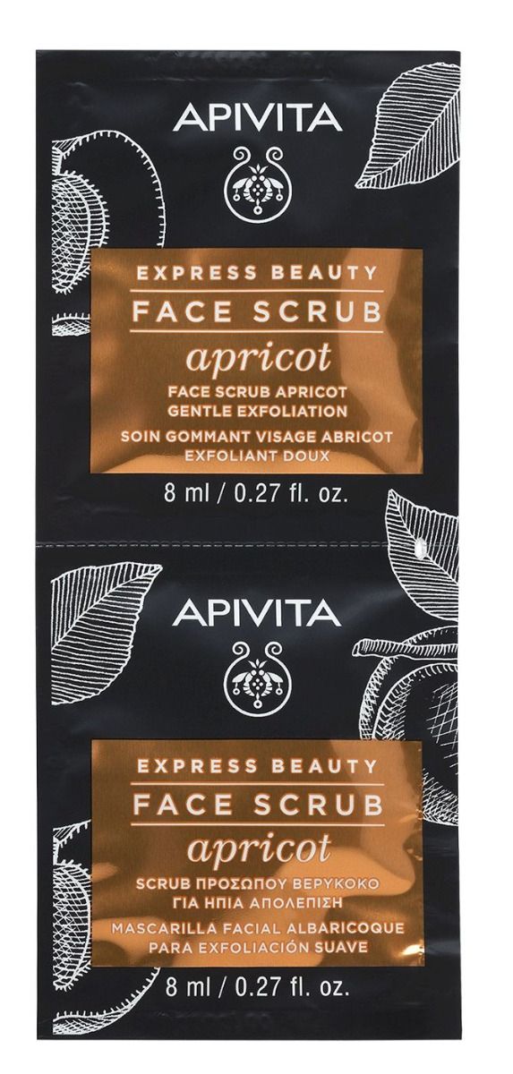 Apivita Express Beauty Apricot скраб для лица, 2 шт. apivita express beauty gentle exfoliation apricot face scrub