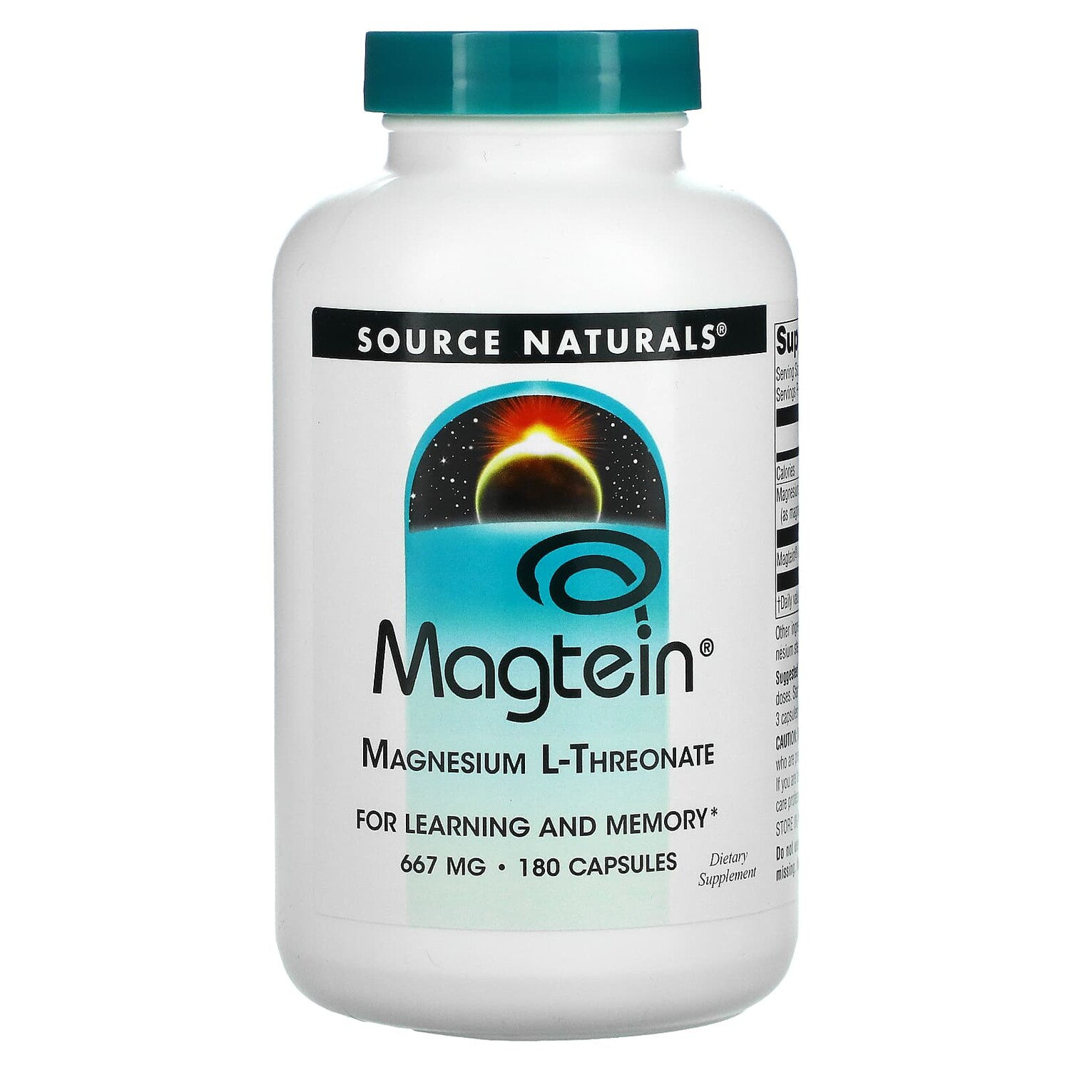 

Magtein, магний L-треонат, 667 мг, 180 капсул, Source Naturals