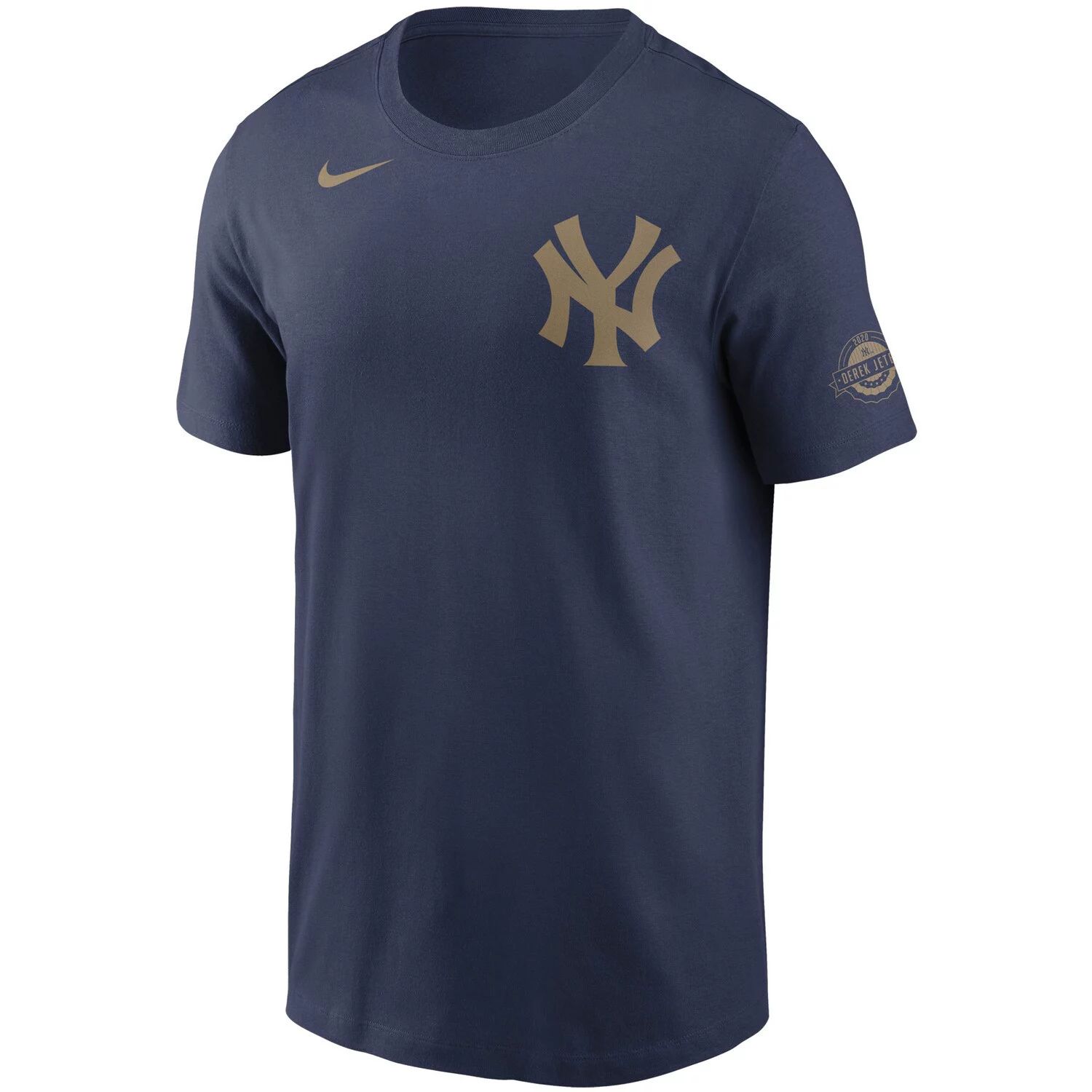 Мужская темно-синяя футболка с золотым именем и номером New York Yankees Derek Jeter Nike