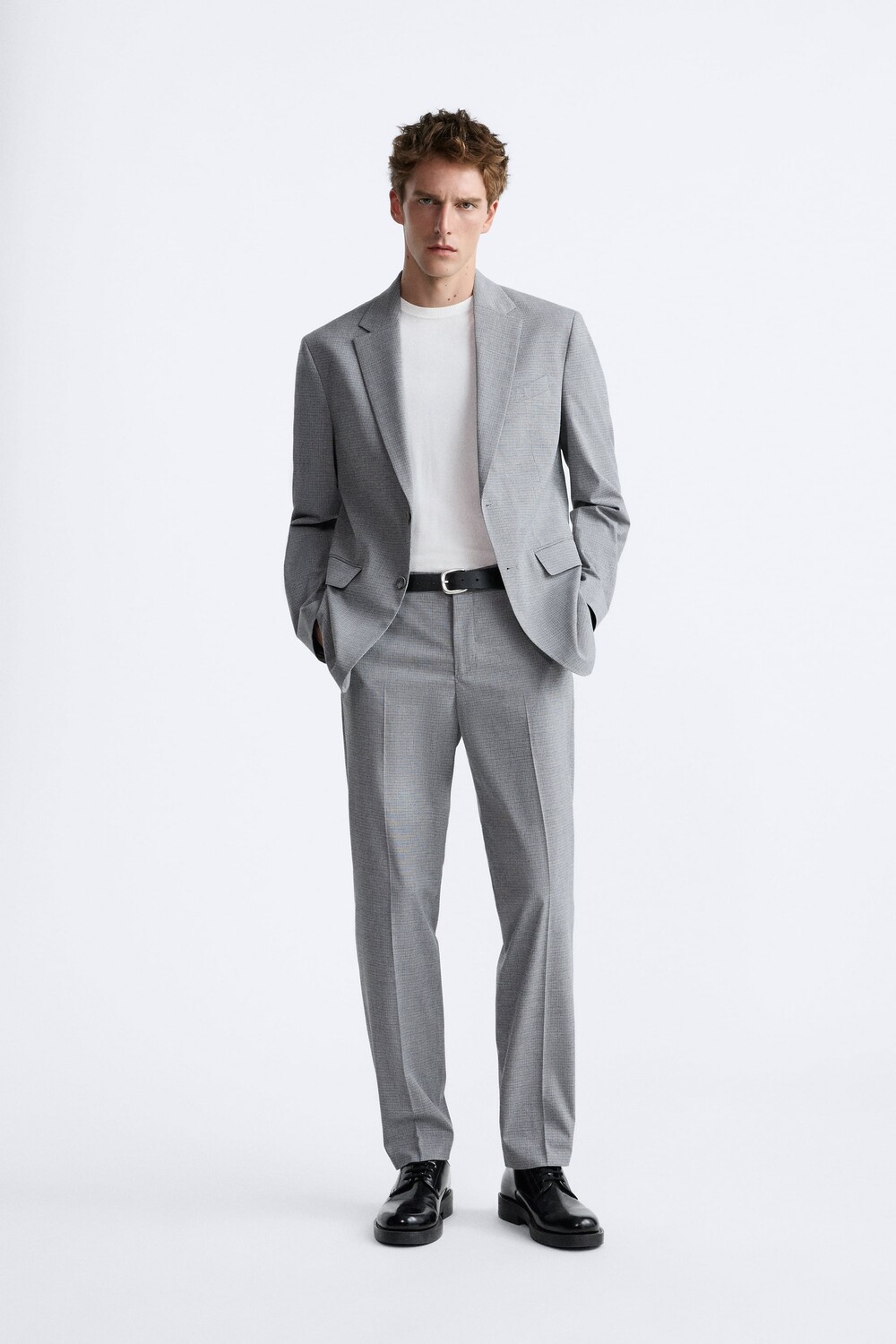 

Костюмный пиджак check texture Zara, серый