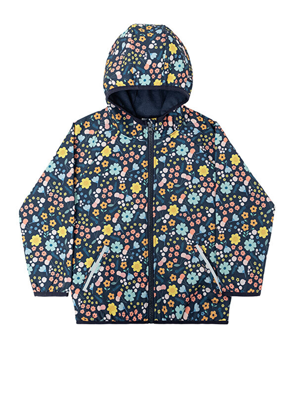 

Водоотталкивающая куртка из софтшелла темного цвета с цветочным узором Miela Kids