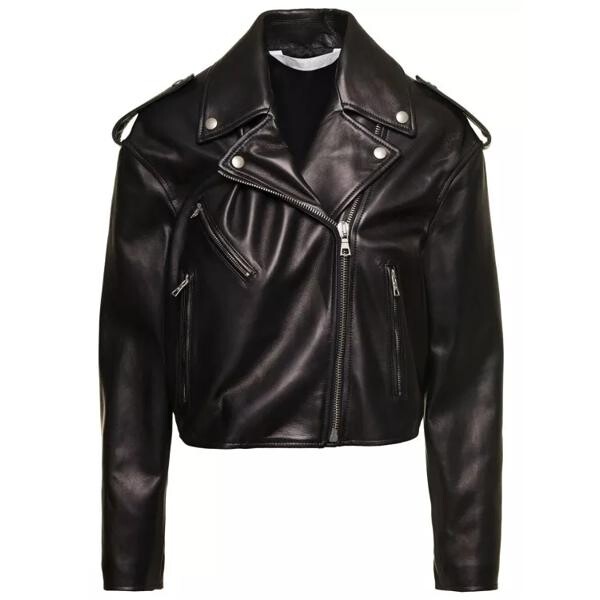 

Куртка cropped leather perfecto Palm Angels, черный