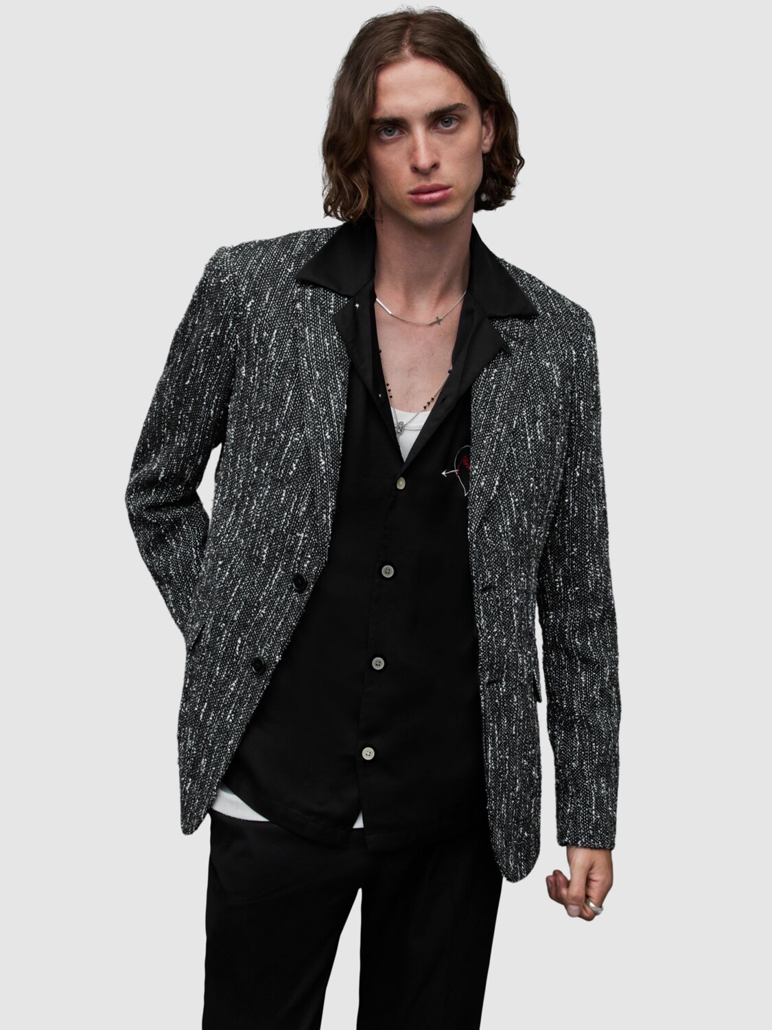 

Аргайл Блейзер AllSaints, черно-белый