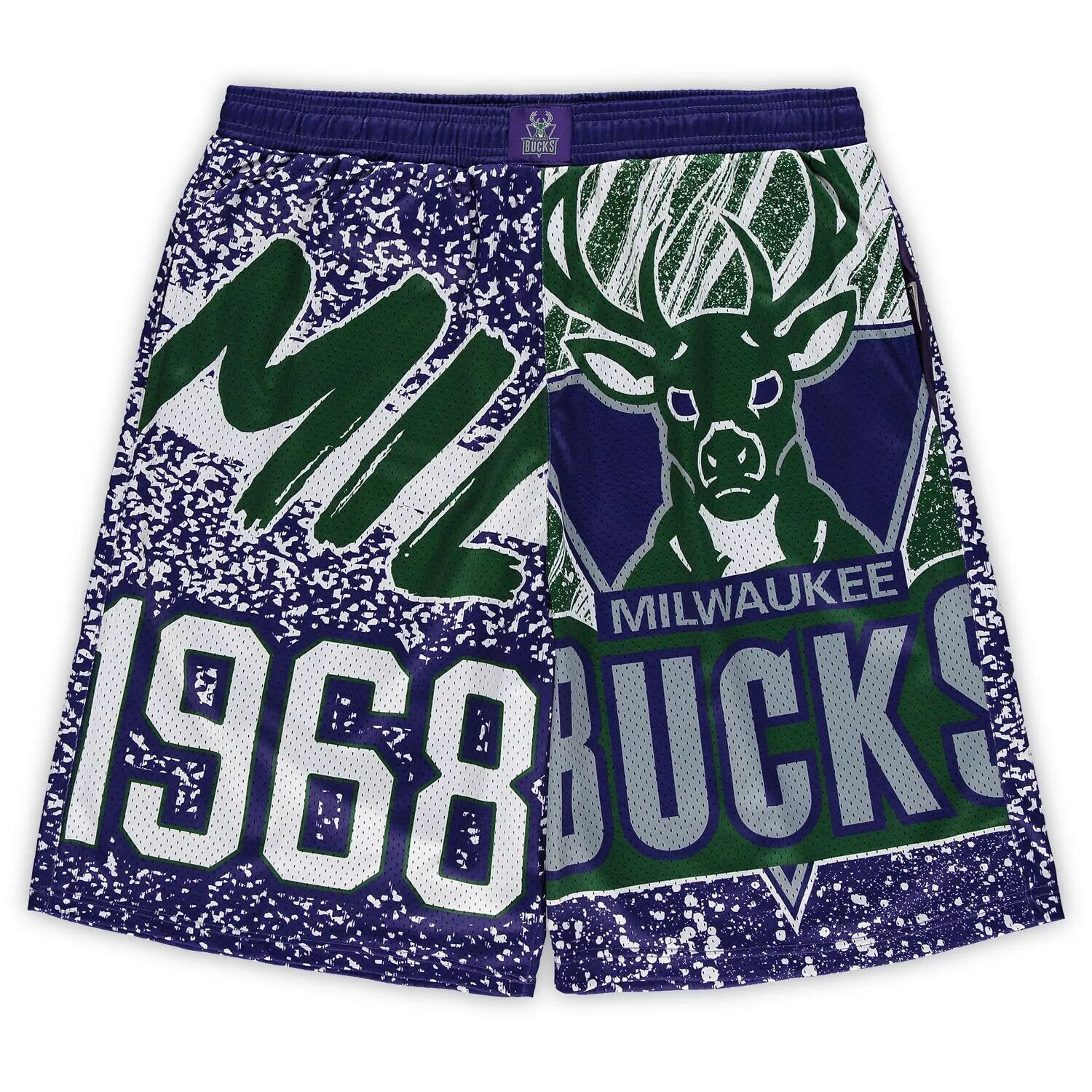 

Мужские фиолетовые шорты из твердой древесины Mitchell & Ness Milwaukee Bucks Big & Tall Jumbotron