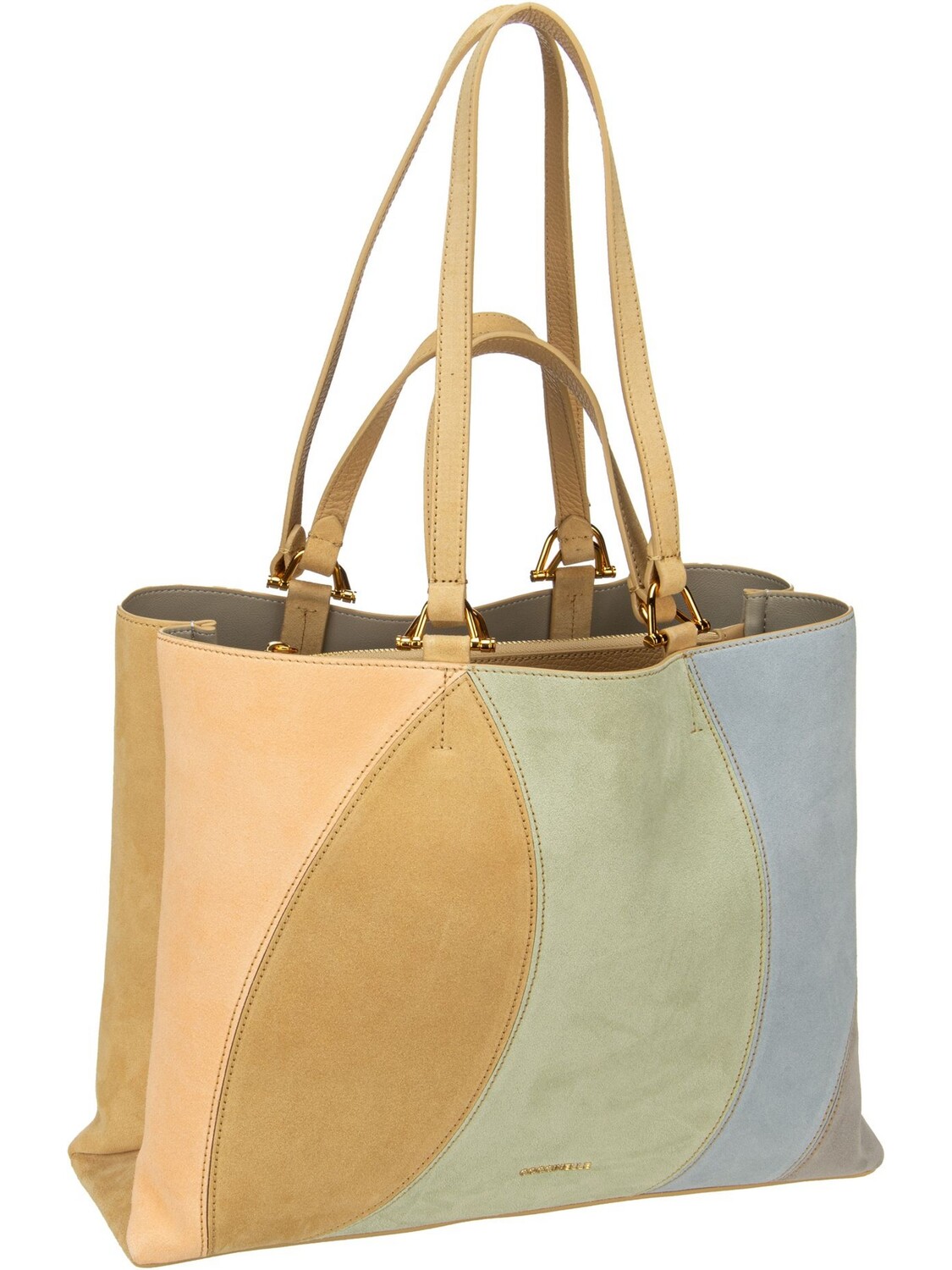 

Сумка шоппер COCCINELLE Hop On Kaleidoscope Suede Patch 1802, цвет Multi Sunrise/Fresh beige