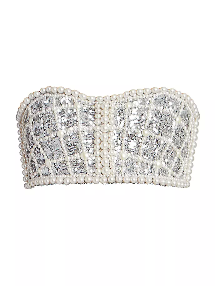 

Топ-бюстье с пайетками Balmain, цвет silver pearl