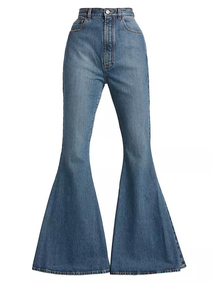 Расклешенные джинсы с высокой посадкой Alaïa, синий джинсы расклешенные с высокой посадкой s синий