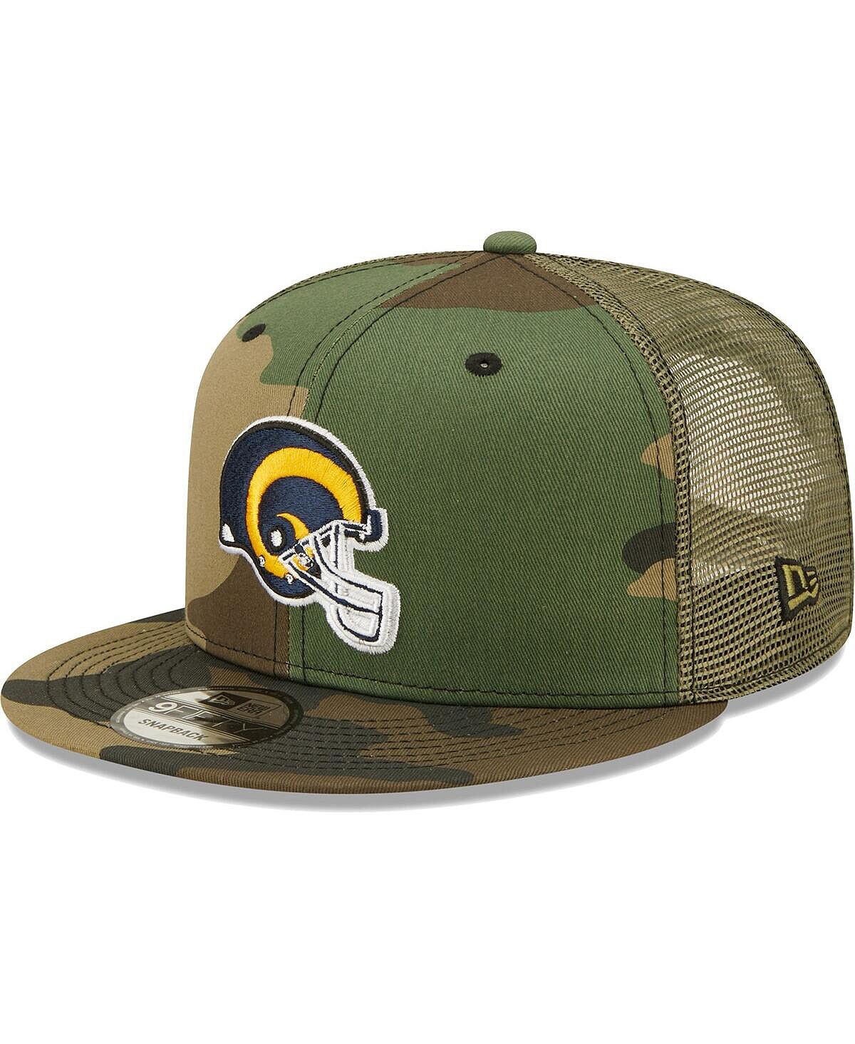 

Мужская камуфляжно-оливковая кепка Los Angeles Rams Historic Logo Trucker 9Fifty Snapback New Era