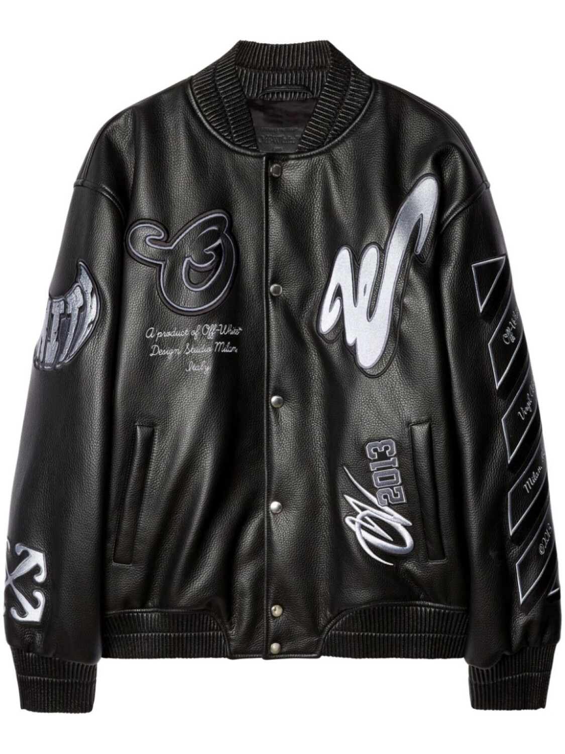 

Off-White куртка-бомбер в стиле пэчворк, черный