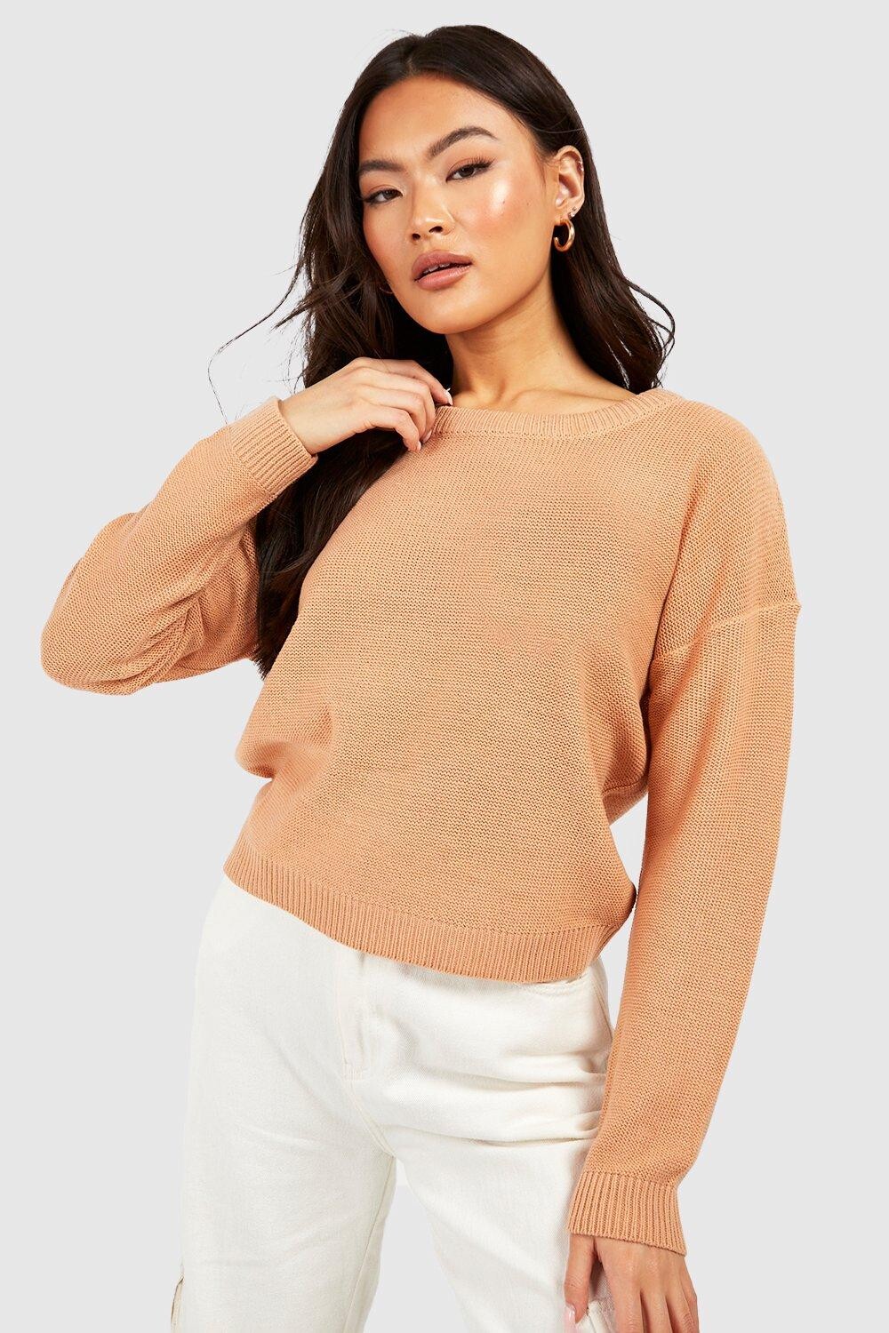 

Базовый свитер с круглым вырезом Boohoo, кэмел