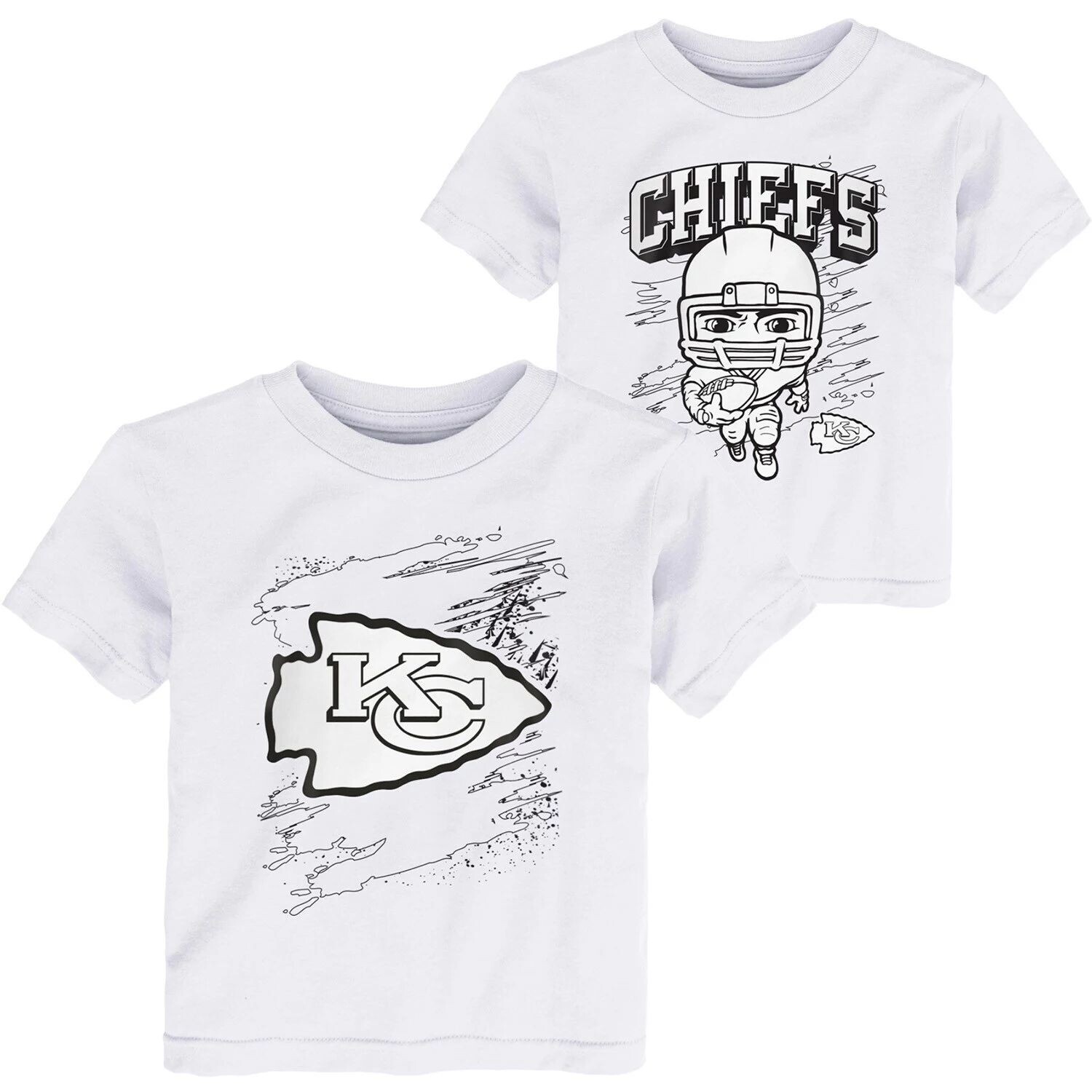 

Набор из двух футболок белого цвета для малышей Kansas City Chiefs Coloring Activity Outerstuff, Белый