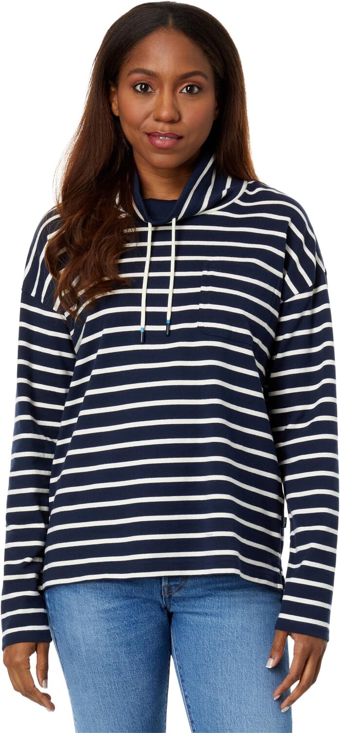 

Пуловер с воротником-воронкой и полоской Heritage Mariner L.L.Bean, цвет Classic Navy/Sailcloth