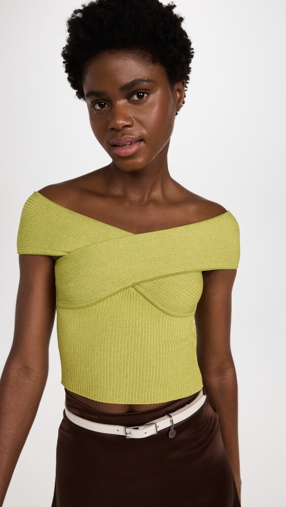

Топ Self Portrait Knit Off Shoulder, зеленый