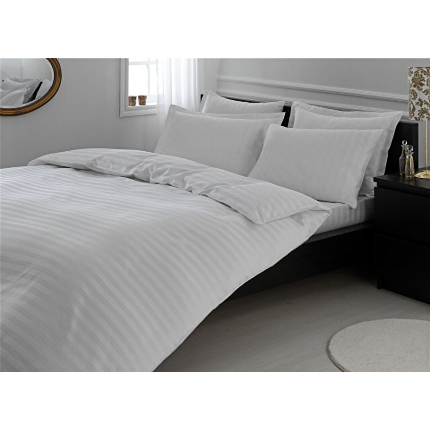 Ozdi̇Lek Комплект постельного белья из атласа в двойную полоску, белый beyaz saray hotel