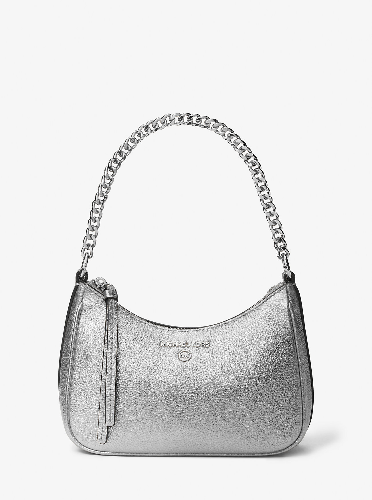 цена Маленькая кожаная сумка-кошелек цвета металлик с подвеской Jet Set Michael Kors, серебряный