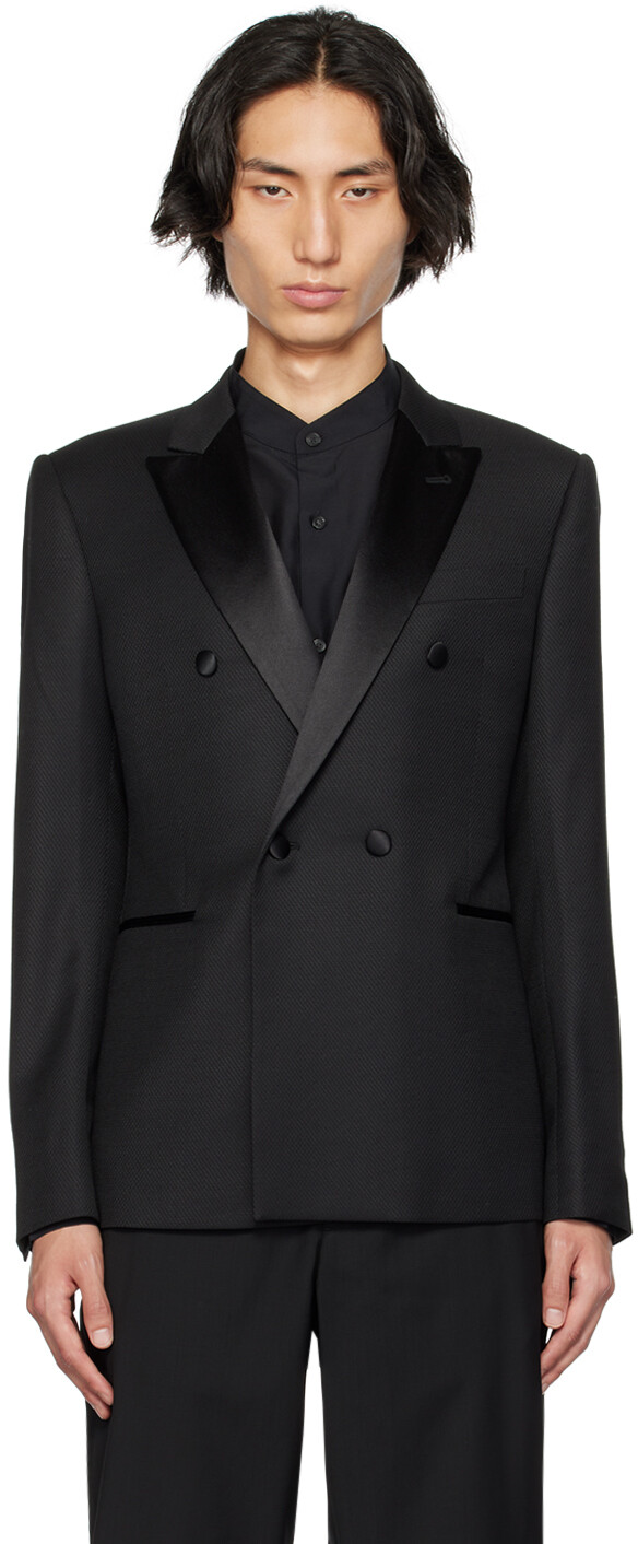 

Черный жаккардовый пиджак Emporio Armani