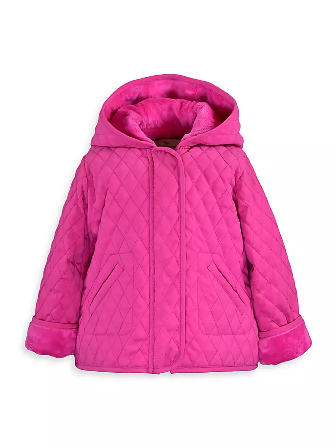 Куртка с капюшоном для маленьких девочек и маленьких девочек Widgeon, пурпурный пальто из искусственного меха с капюшоном и помпоном для маленьких девочек widgeon цвет pink chow chow