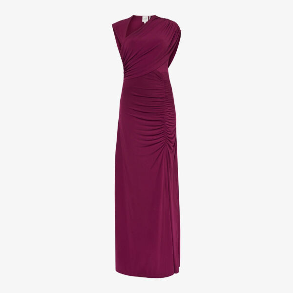 

Платье асимметричного кроя со сборками из эластичной ткани Herve Leger, цвет sangria