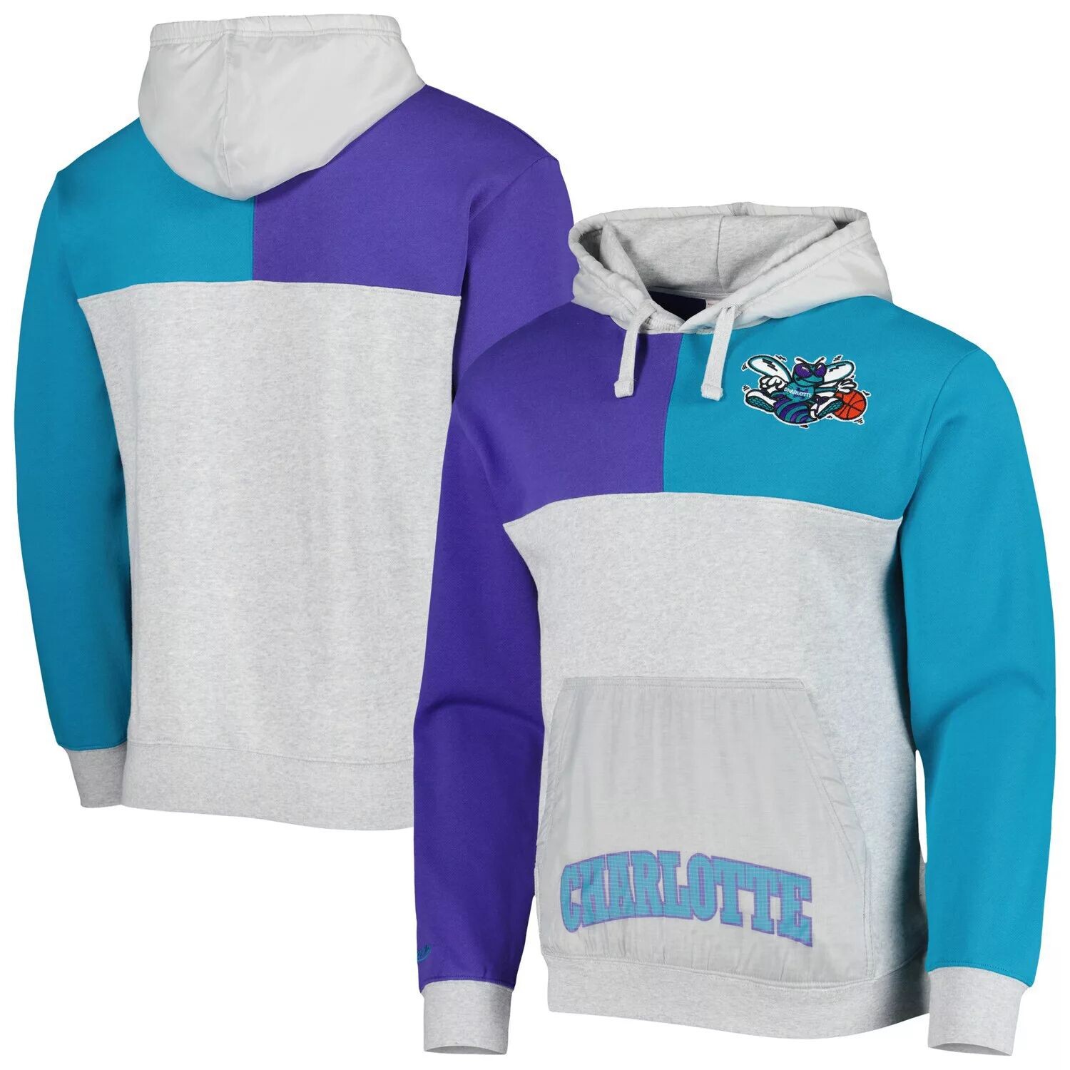

Мужской пуловер с капюшоном Mitchell & Ness Heather Grey Charlotte Hornets Tie Breaker