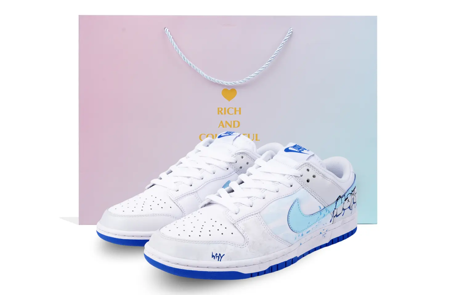 

Кроссовки Nike Dunk Skateboarding Shoes Women's Low-top White/blue, белый/синий