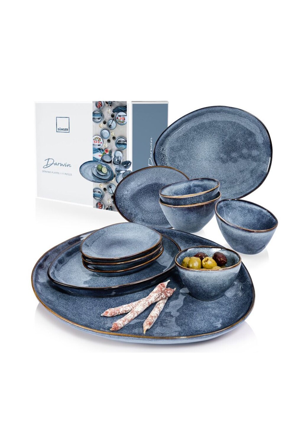 

Фаянсовая посуда серии Дарвин Sänger, blau - servierplatten set 11-teilig