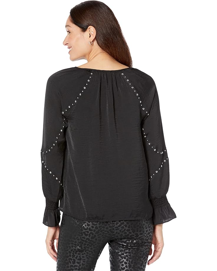Блуза Vince Camuto Embroidered V-Neck Long Sleeve Blouse, цвет Rich Black
