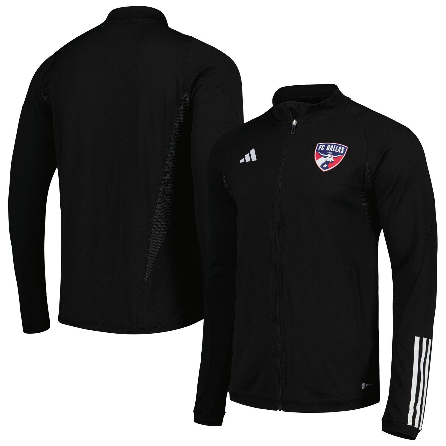 

Мужская черная тренировочная футболка с молнией во всю длину FC Dallas 2023 AEROREADY adidas, Черный