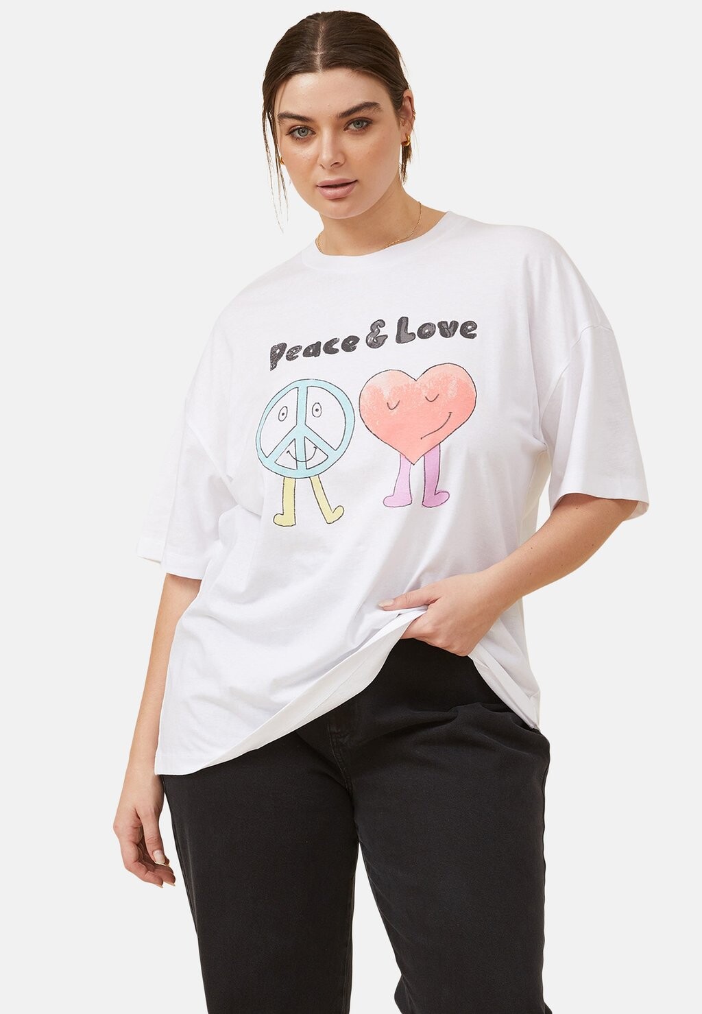 

Футболка с принтом Curve Dad Graphic Cotton On, цвет peace love white