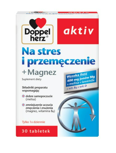 цена Doppelherz Aktiv na Stres i Przemęczenie+ Magnez препарат, уменьшающий чувство усталости и утомления, 30 шт.