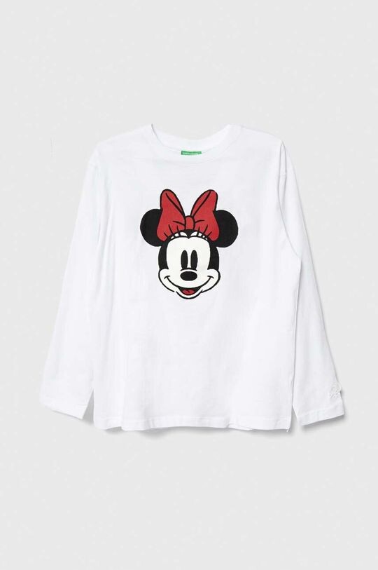 

Детская хлопковая футболка с длинными рукавами United Colors of Benetton x Disney, белый