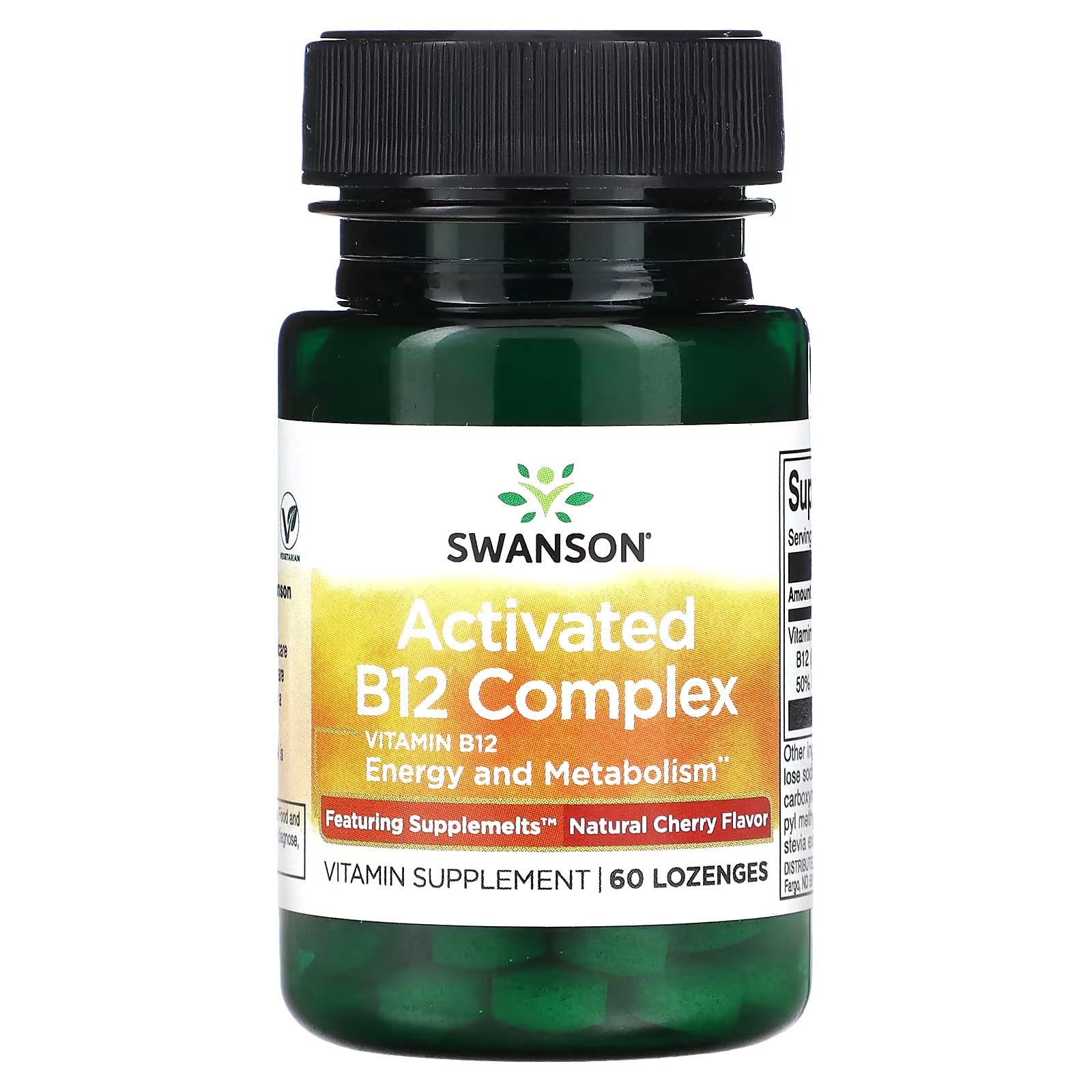 Активированный комплекс B12 Swanson натуральная вишня, 60 пастилок swanson витамин b12 60 пастилок