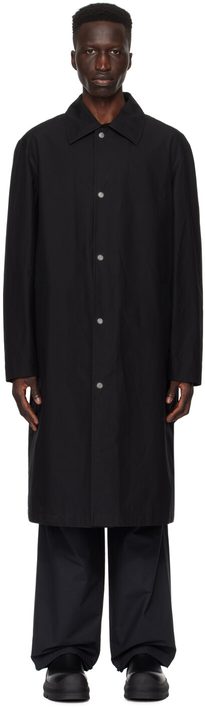 

Черное пальто с принтом Jil Sander