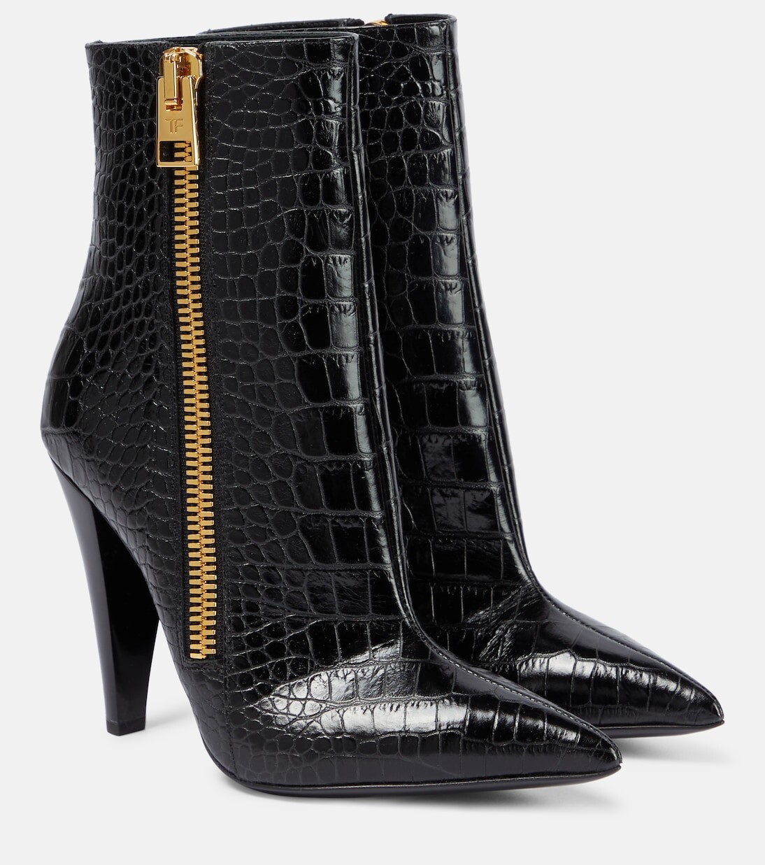 

Ботильоны из кожи с тиснением под крокодила Tom Ford, черный
