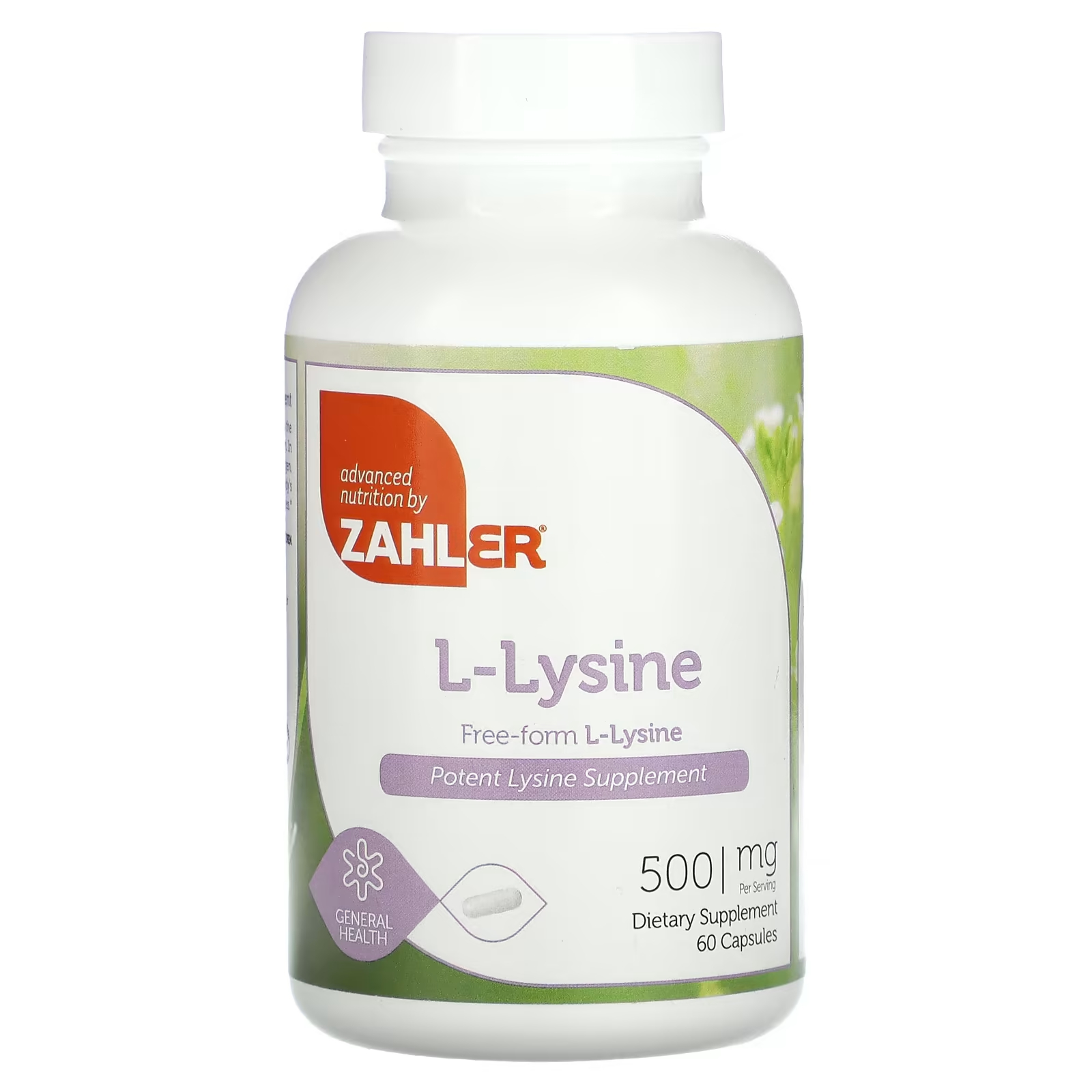 L-лизин Zahler в свободной форме, 500 мг, 60 капсул