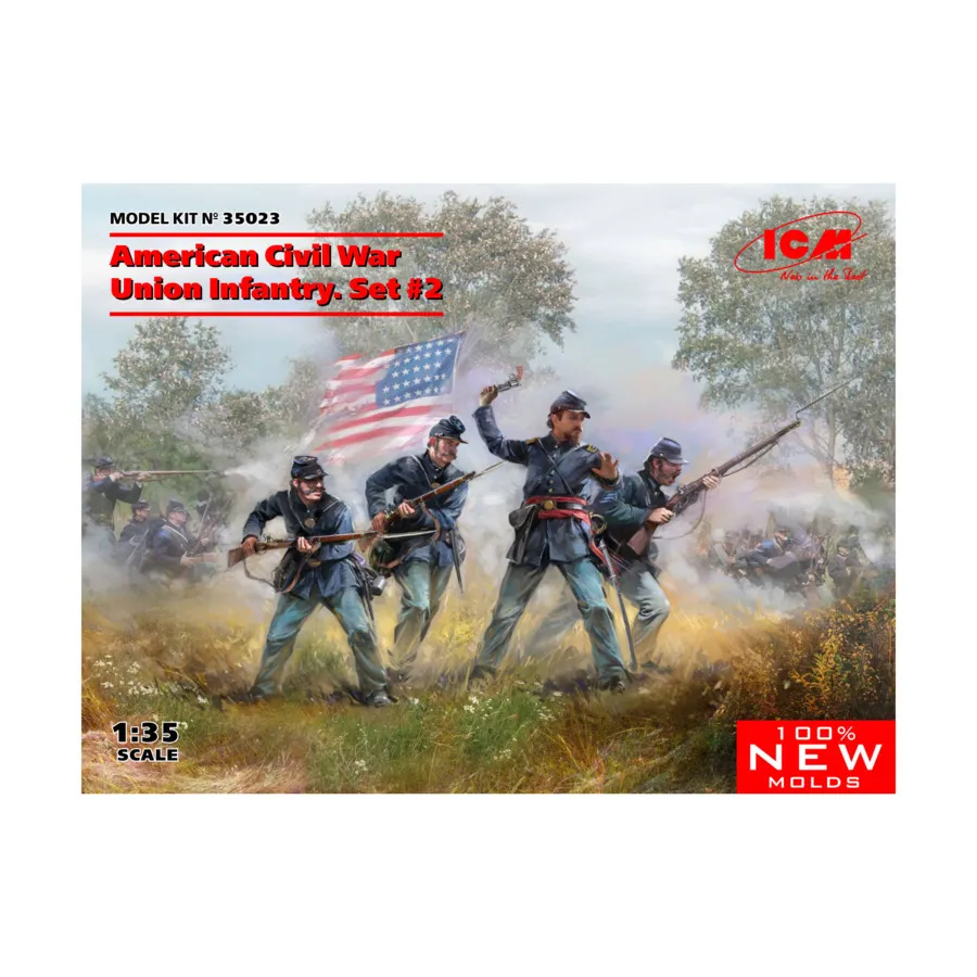 

Гражданская война в США — Пехотный набор Союза № 2, Military Models 1/35 Scale (ICM)