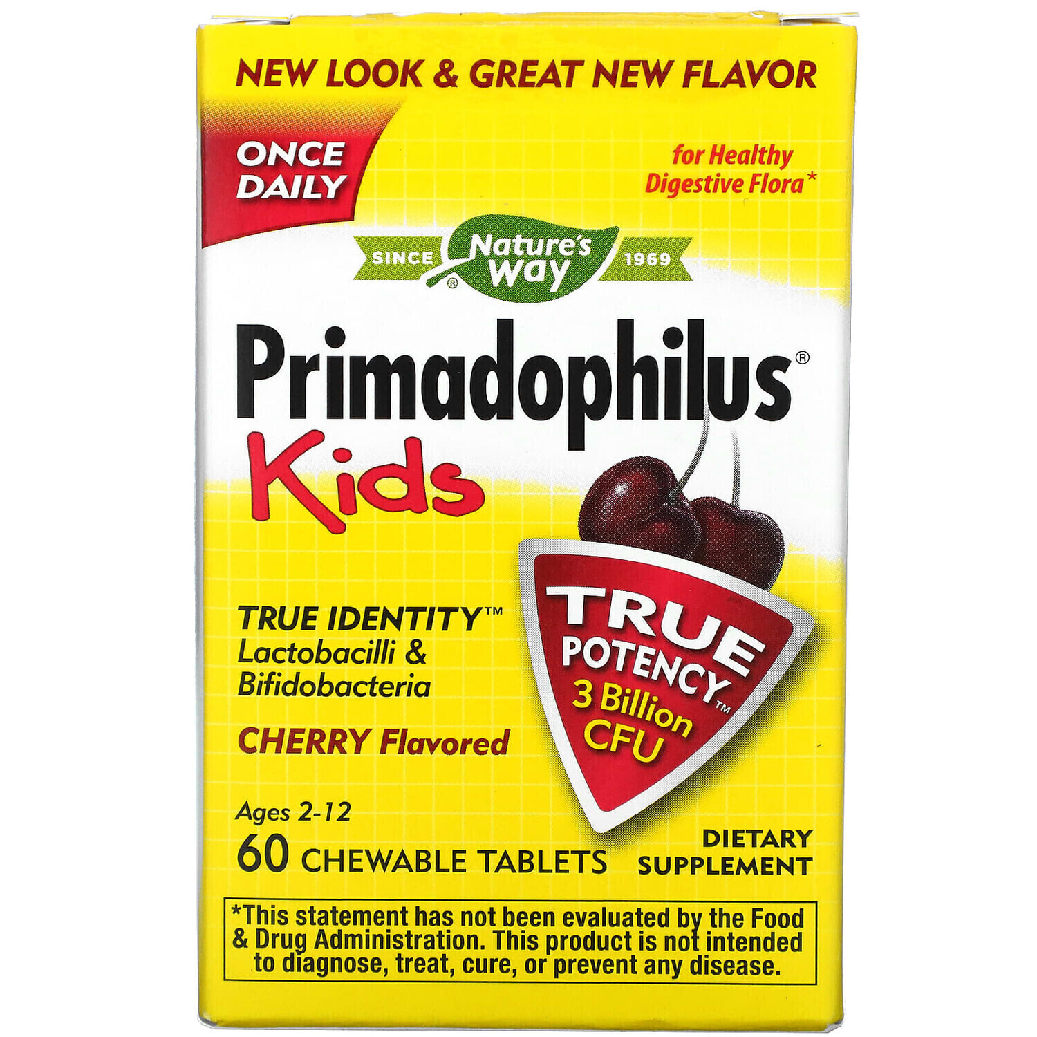 

Primadophilus для детей со вкусом вишни, 60 жевательных таблеток, Nature's Way