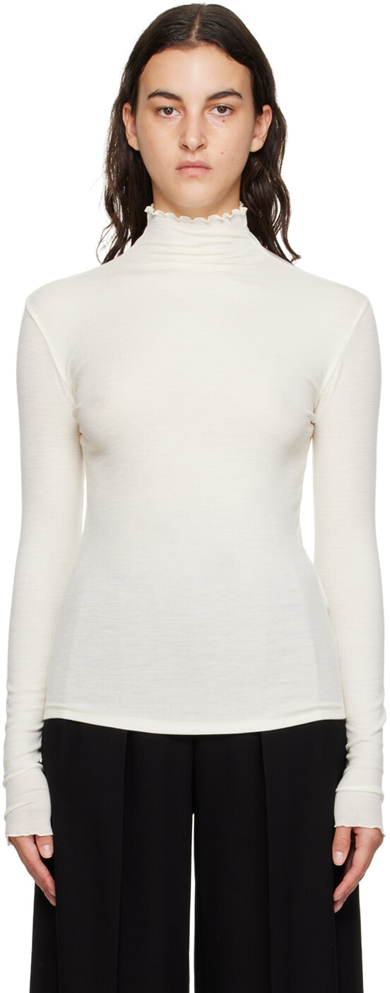 

Off-White Водолазка с салатовыми краями Filippa K, Зеленый