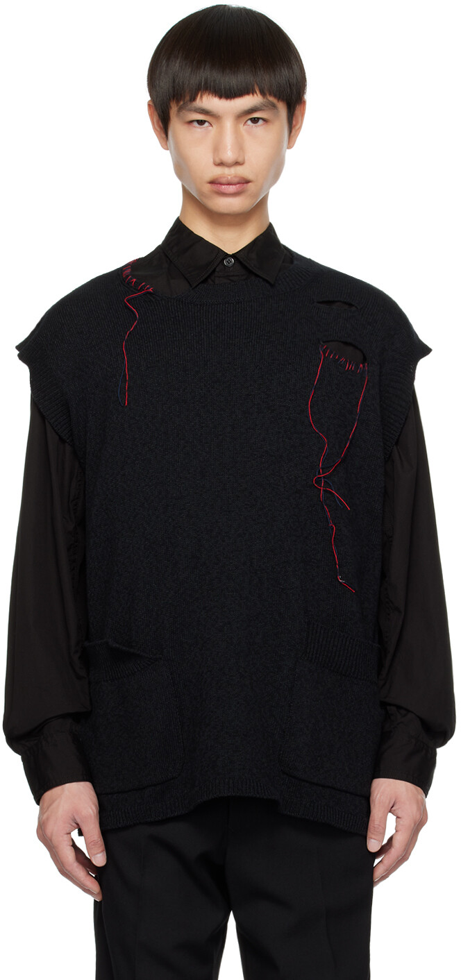 

Черный жилет с вышивкой Yohji Yamamoto
