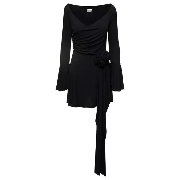 

Платье fluted mini dress with rose-appliquè in visc Magda Butrym, черный