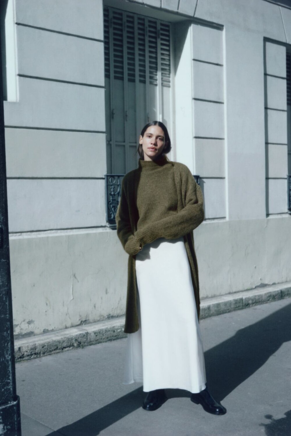 

Свитер из смесовой шерсти с широкими рукавами ZARA, хаки