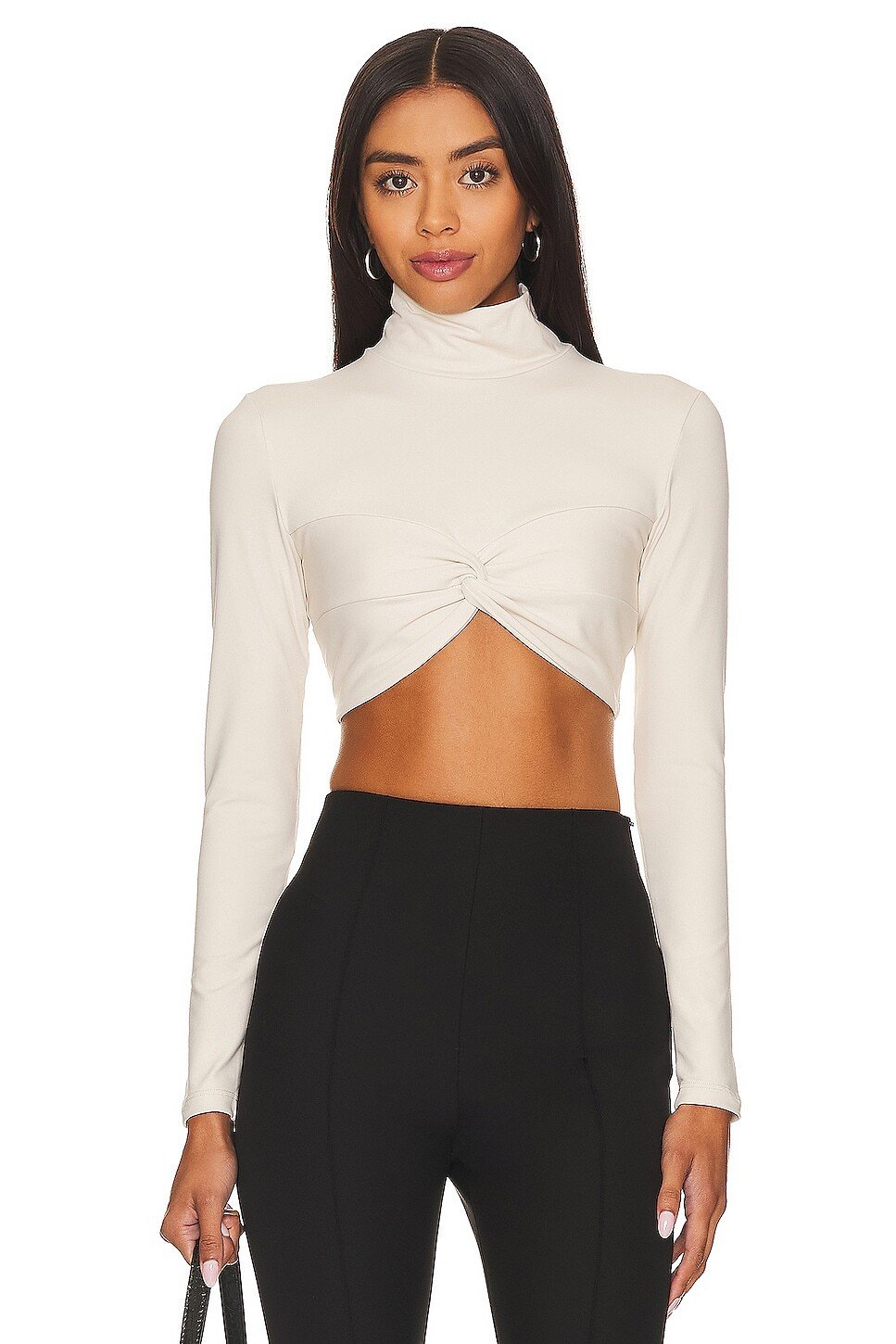 

Топ Susana Monaco Twist Mock Neck Crop, цвет Blanched Almond